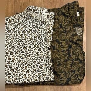 Men’s Leopard and Floral Print Short Sleeve Button Down Shirts